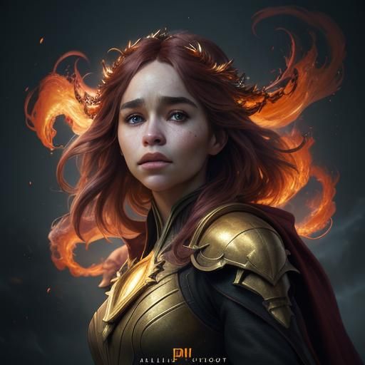 Fiery Portrait of a Woman in Art Nouveau Style