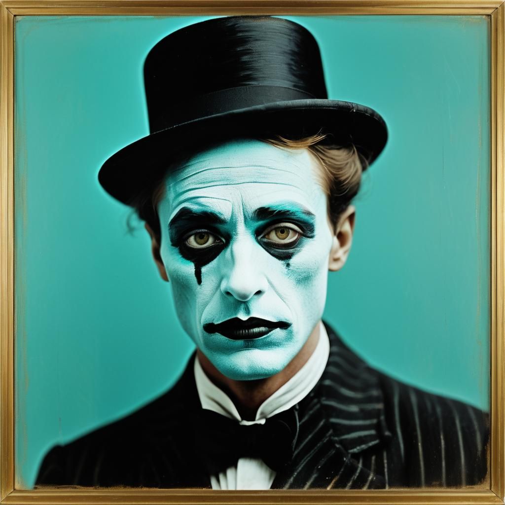 Sad Parisian Mime in Charcoal Scribbles