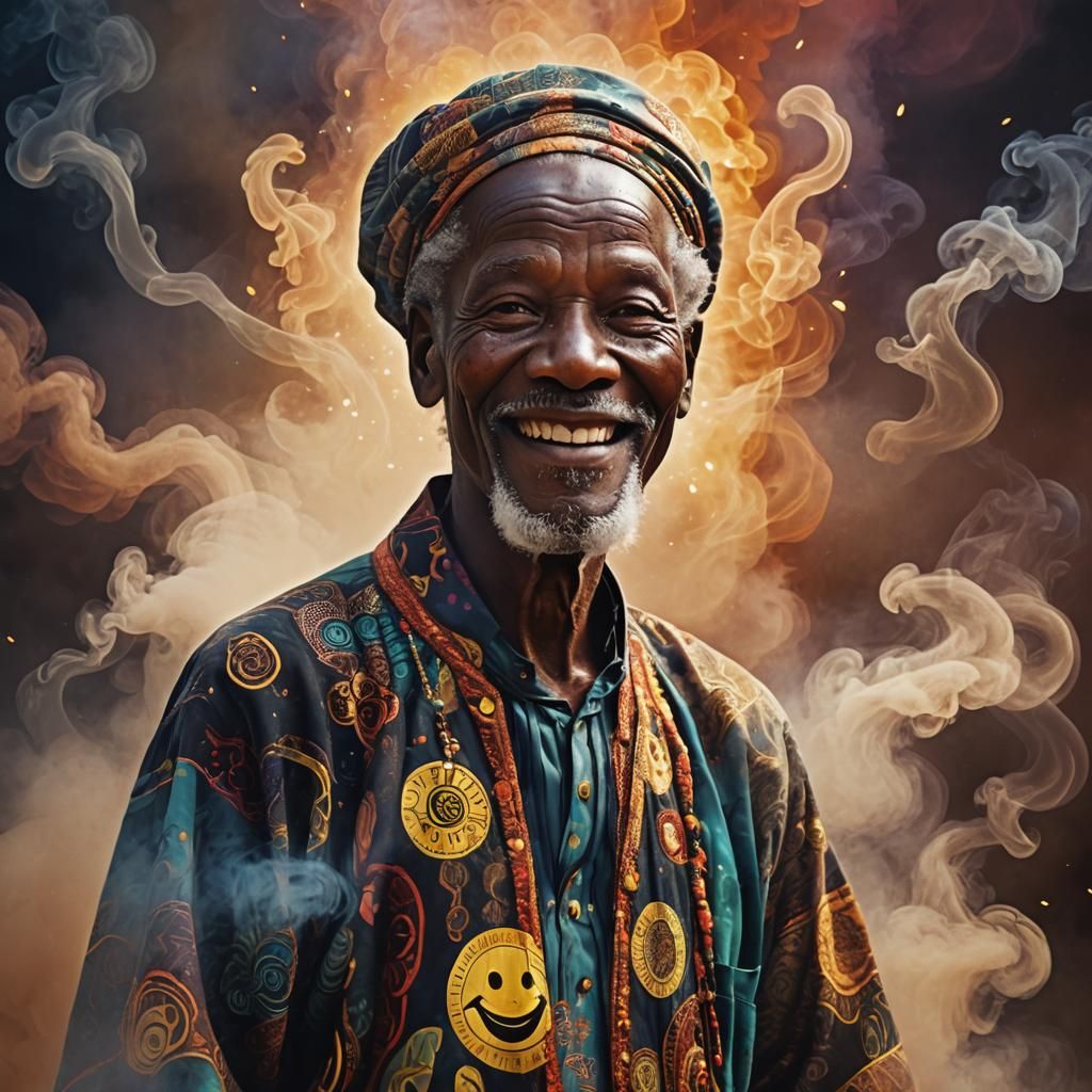 Nigerian Elder in Astral Afrofuturist Style