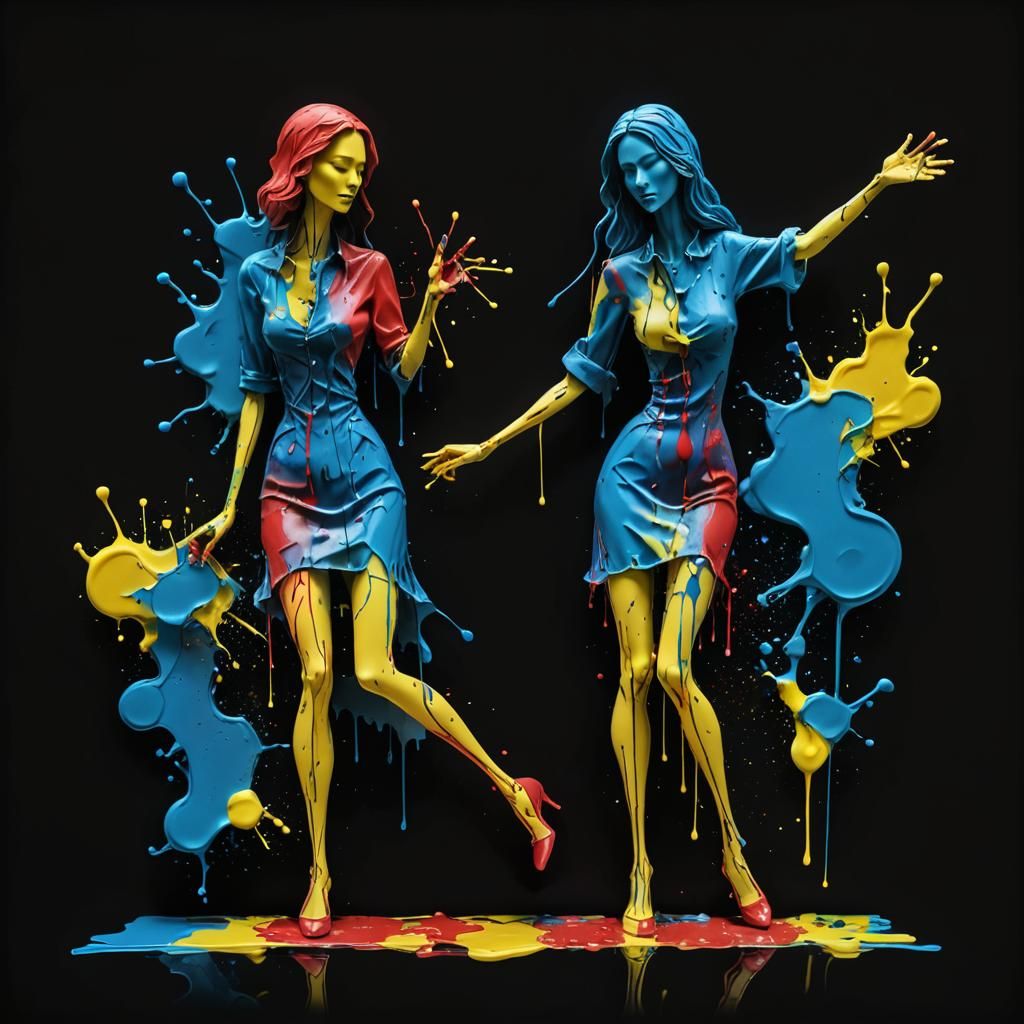 Attractive Woman in 3D Resin Alcohol Ink Painting