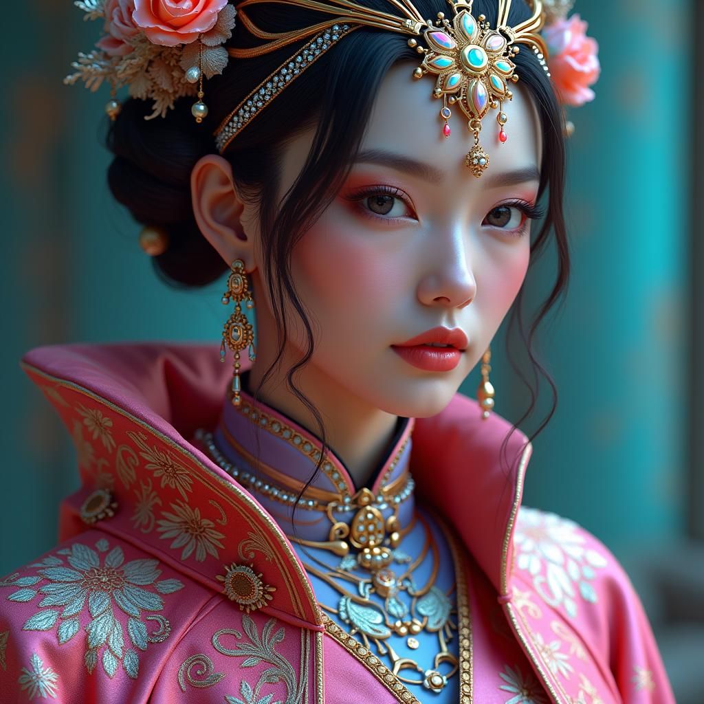 Futuristic Woman Portrait in Hyperrealistic 3D Anime Style