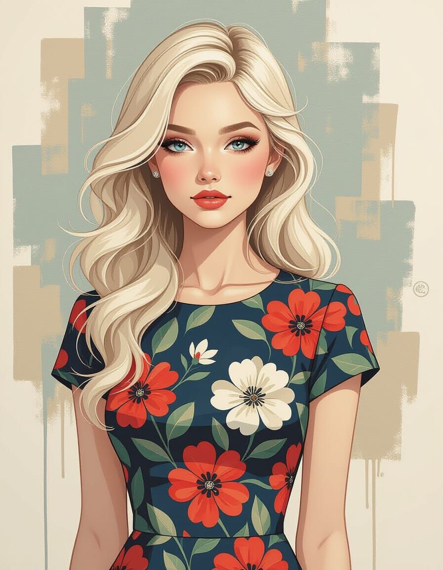 Abstract Portrait of Woman with Platinum Hair