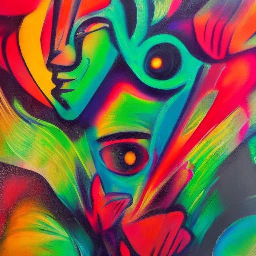 Psychedelic Graffiti Art: Woman in Urban Cityscape