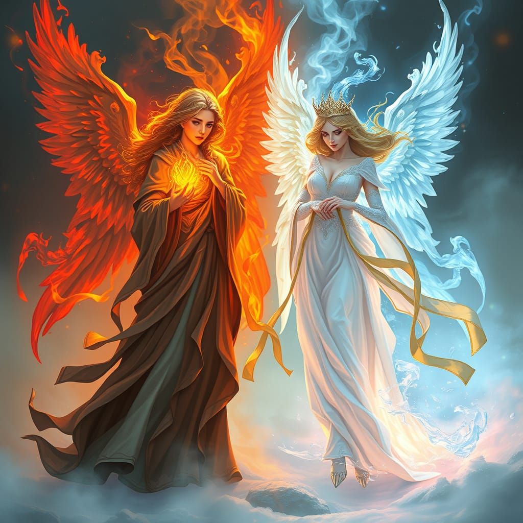 Angelic Figures in a Mystical Realm