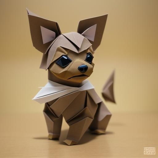 Origami Papercraft of Yorkie Chihuahua Mix Dog