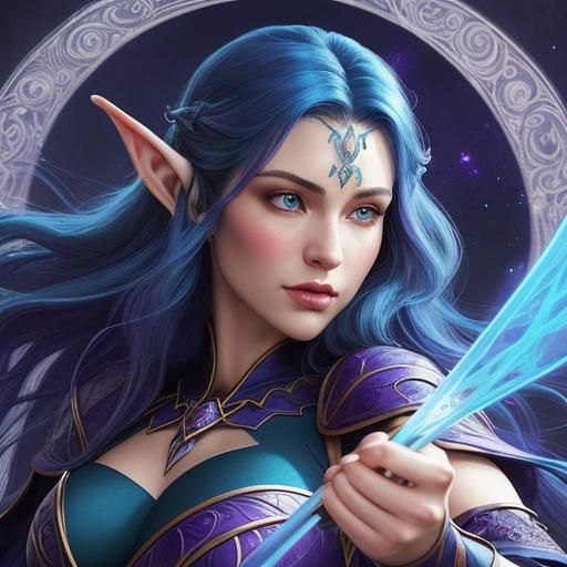 Fantasy Elf Archer with Magic Bow