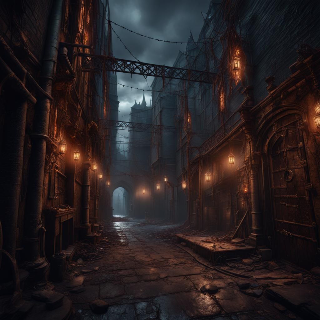 Fantastical Dark Alley Matte Painting in Unreal Engine