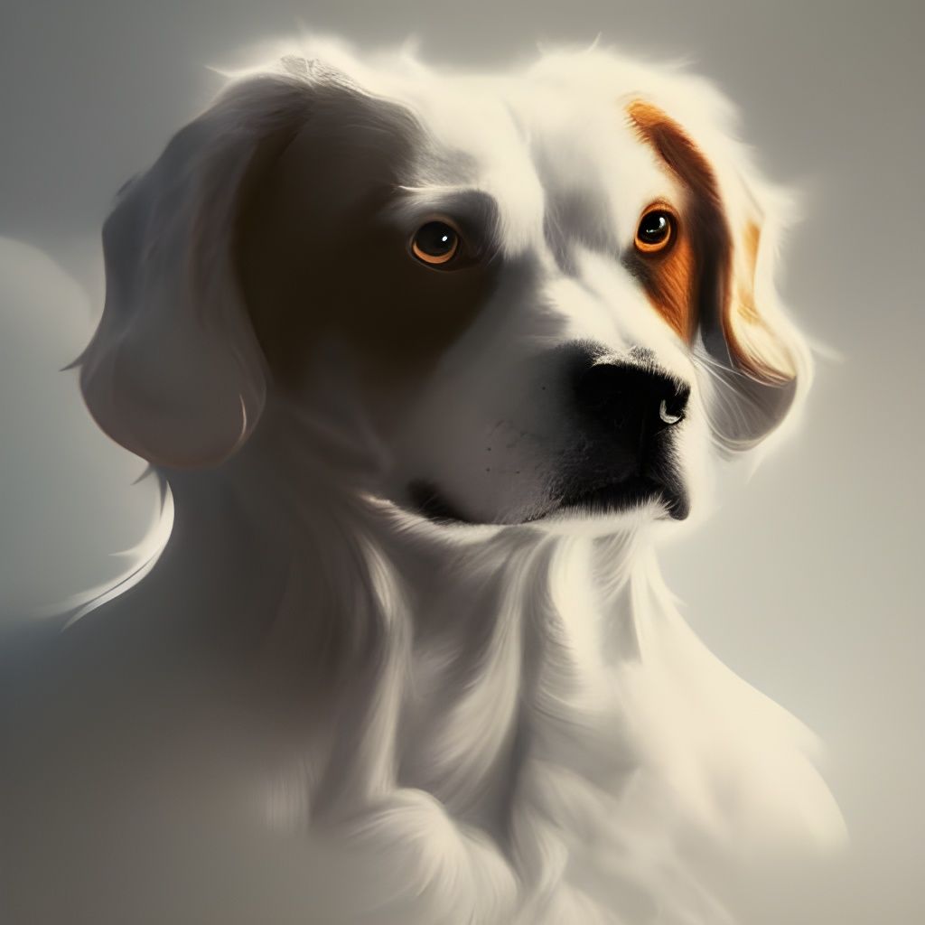 Angelic Dog Portrait in Detailed Digital Art
