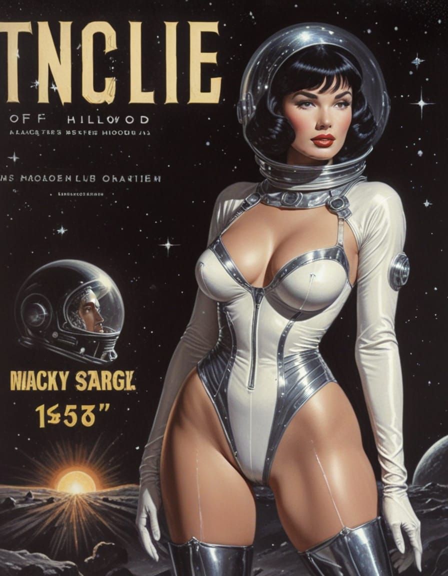 Bettie Page Space Woman in Retro Sci-Fi Helmet