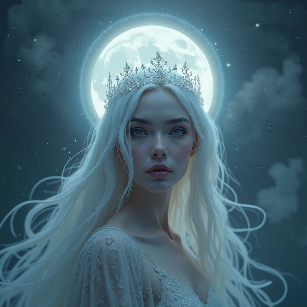 Moon Goddess Portrait in Fantasy Concept Art