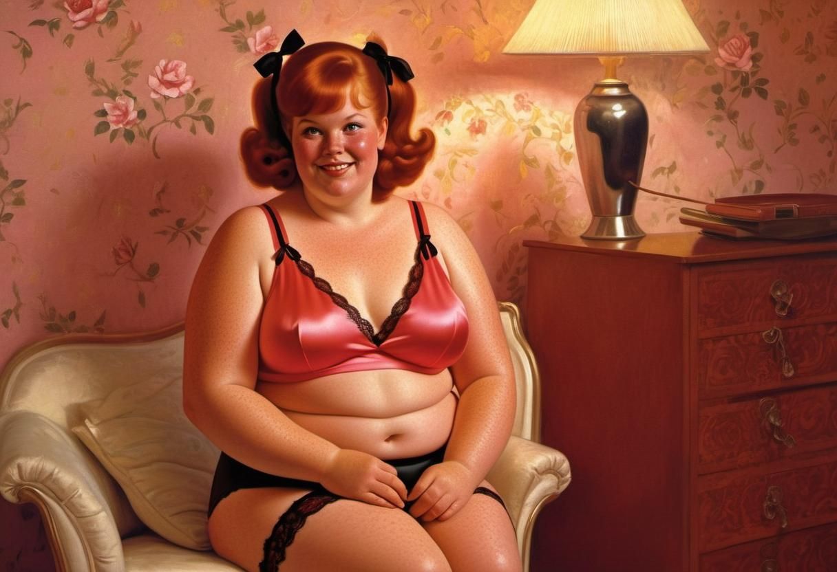 Woman with Bra and Pigtails in Art Frahm Style