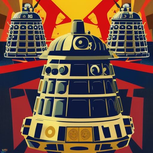 Dalek Space Battle Propaganda Poster in Pop Art Style