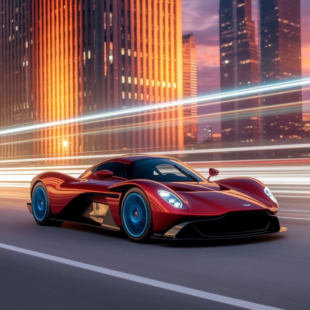 Sleek Red Aston Martin Valkyrie Speeds Through City Streets ...