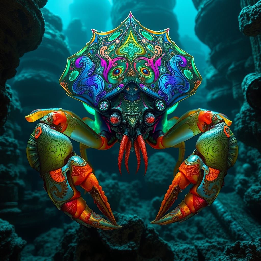 Sunken City Mantis Shrimp: Biomechanical Baroque Graffiti