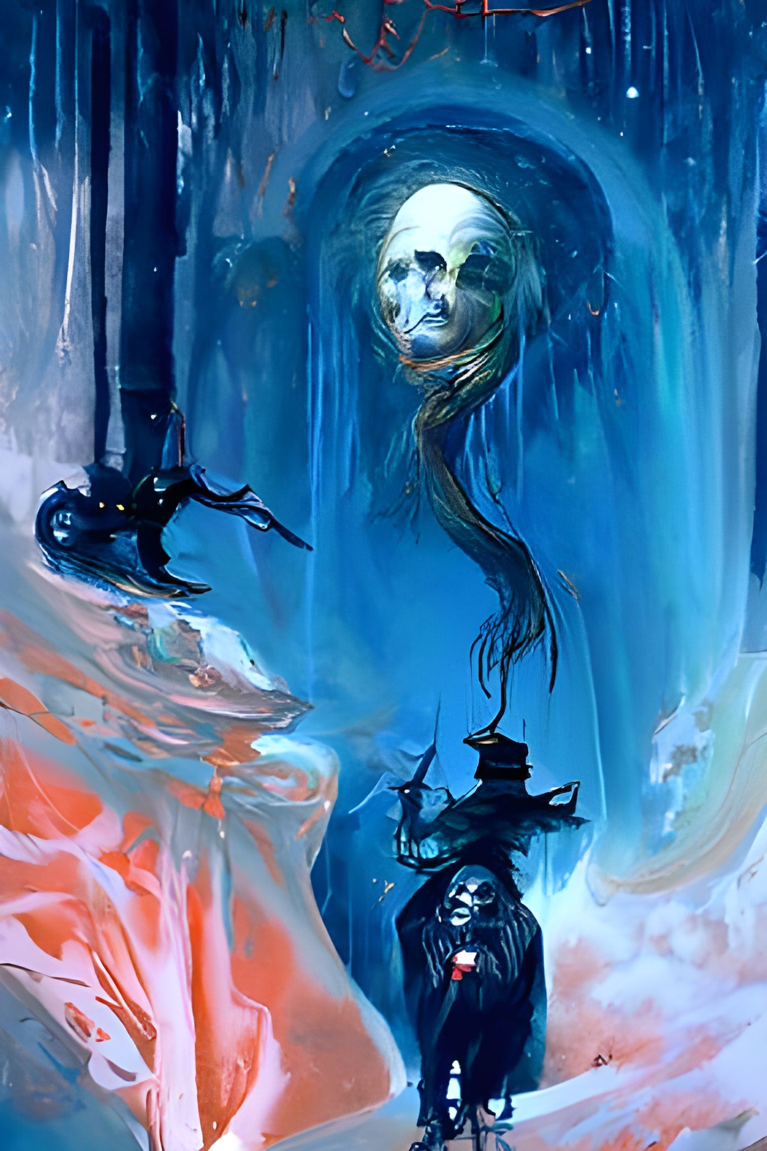 Creepy Witch Portrait in Surreal Horror Style