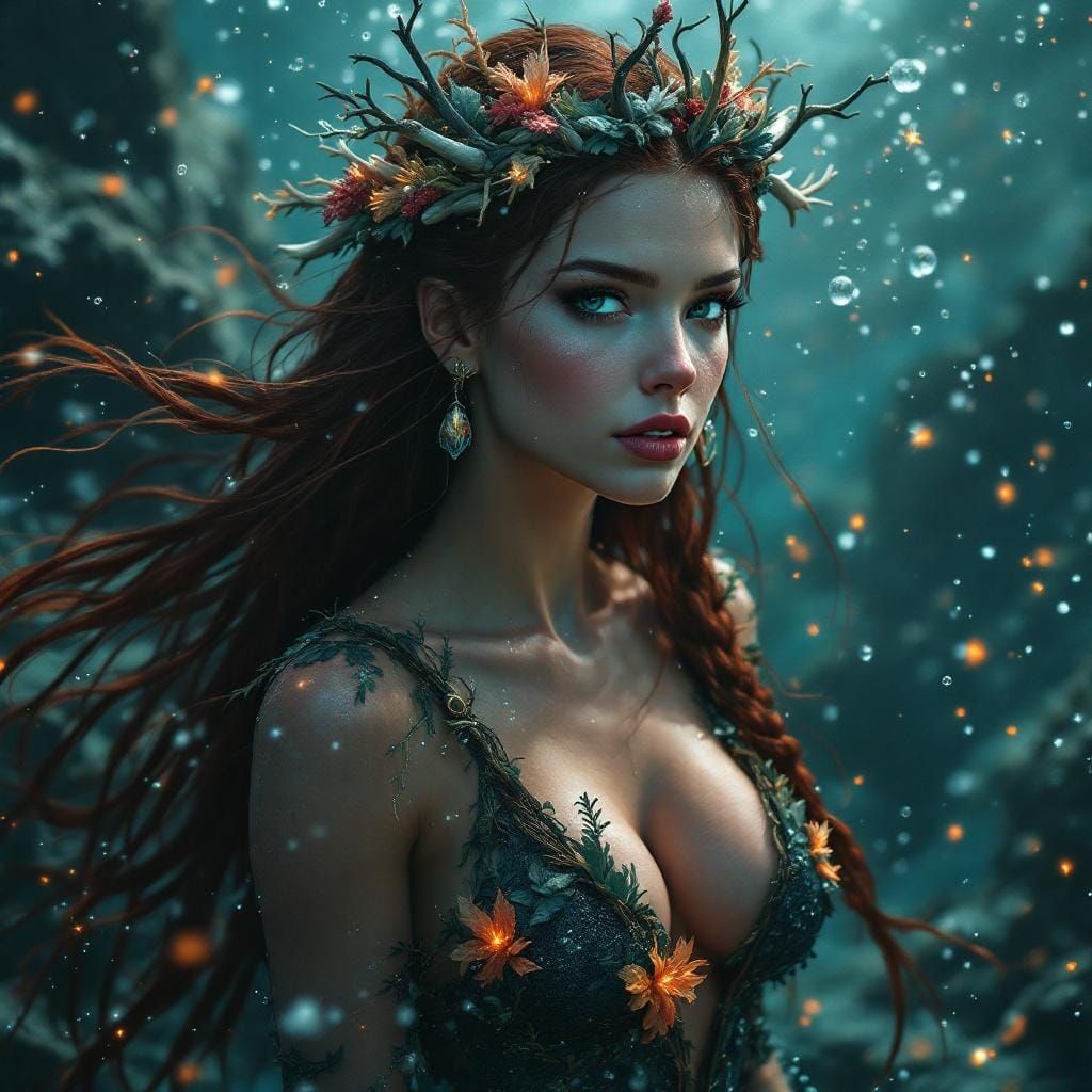 Viking Mermaid Goddess Eistla in Detailed Digital Painting