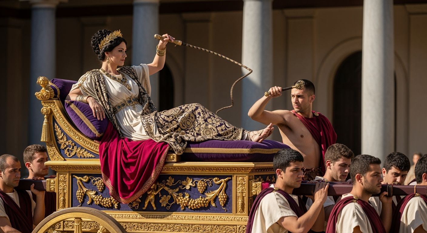 Roman Empress on Golden Litter with Barefoot Servants
