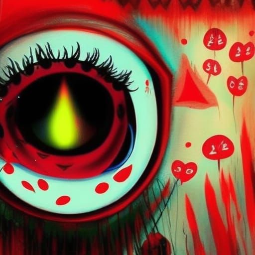 Nightmarish Red Witch House Inspired by Bosch