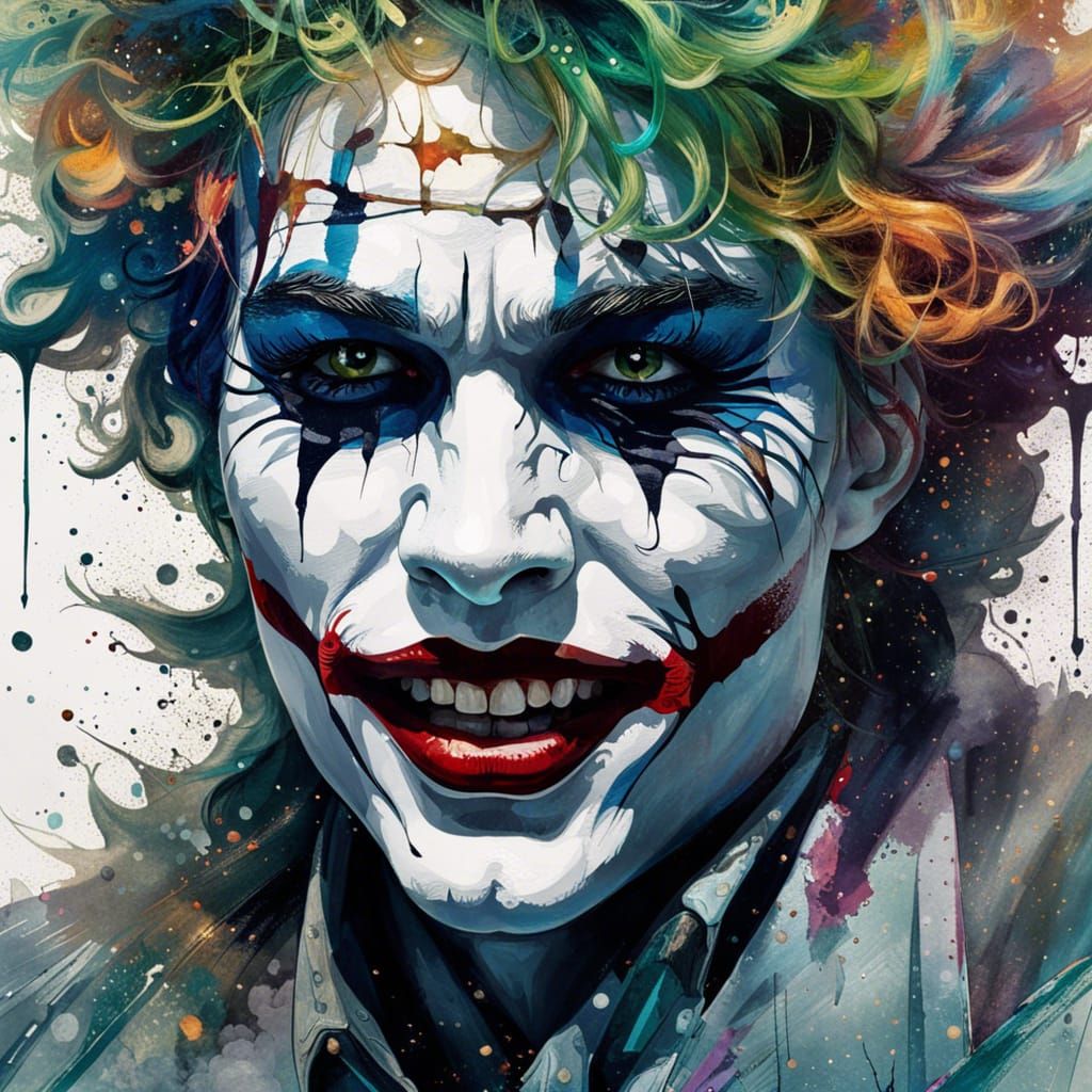 Cloud Joker Inkblot Art in Oil Painting Style