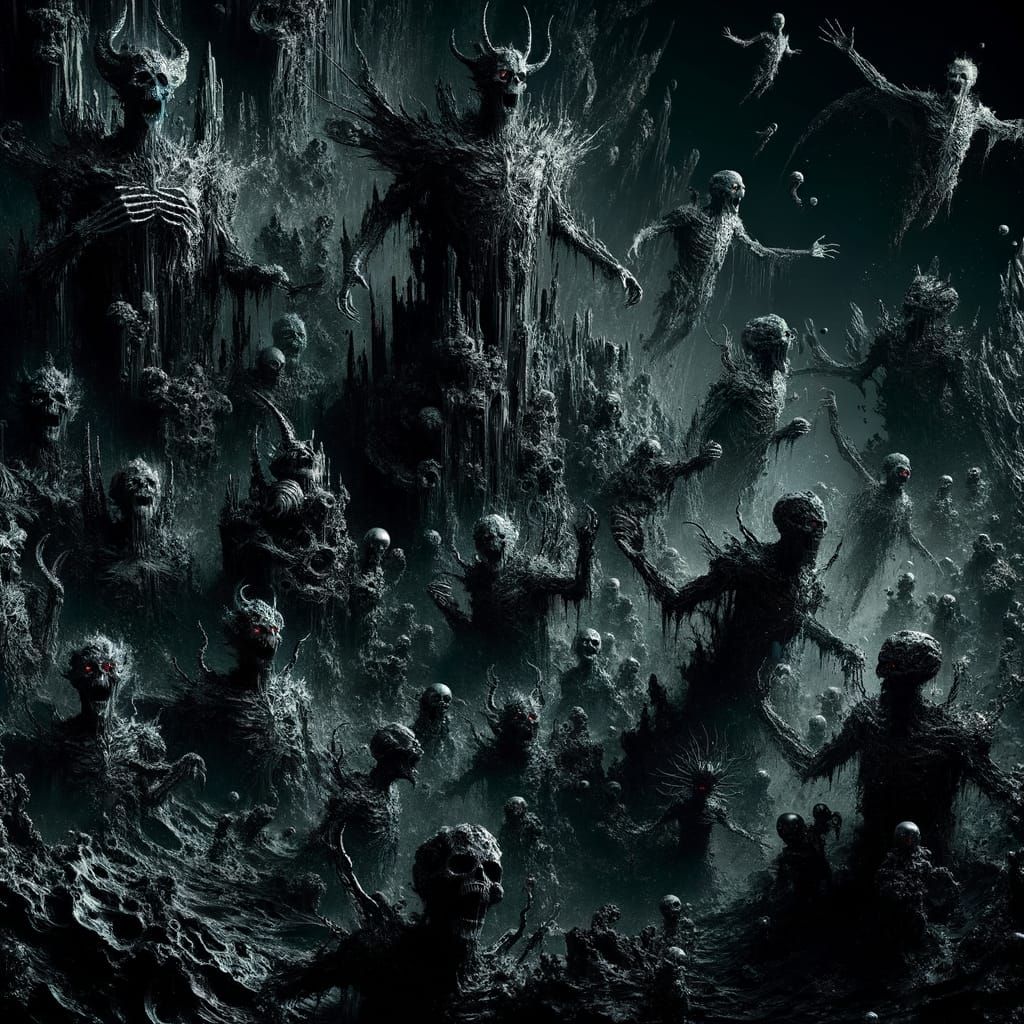 Nightmarish Realm with Looming Figures