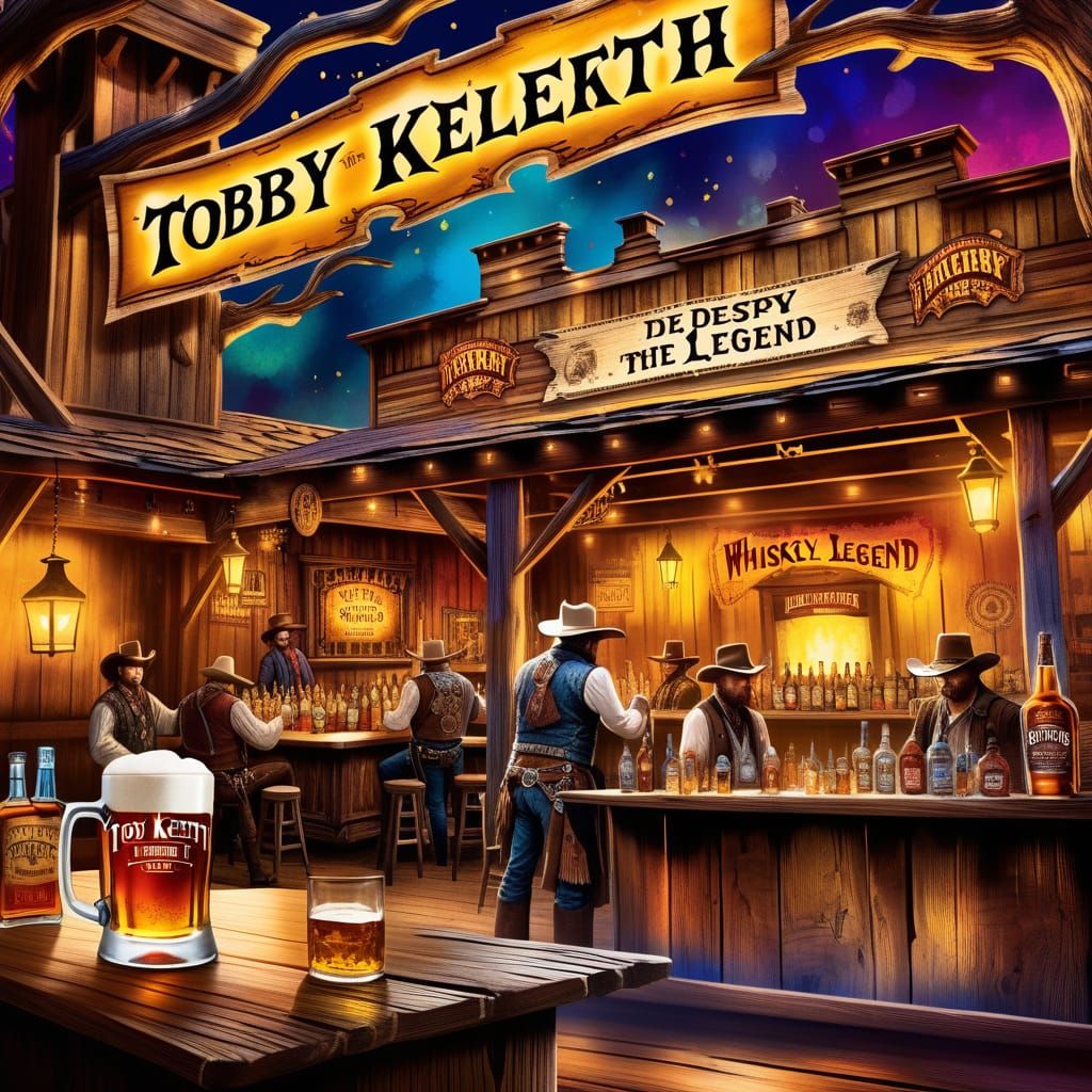 Old West Town Scene in Alcohol Ink Style