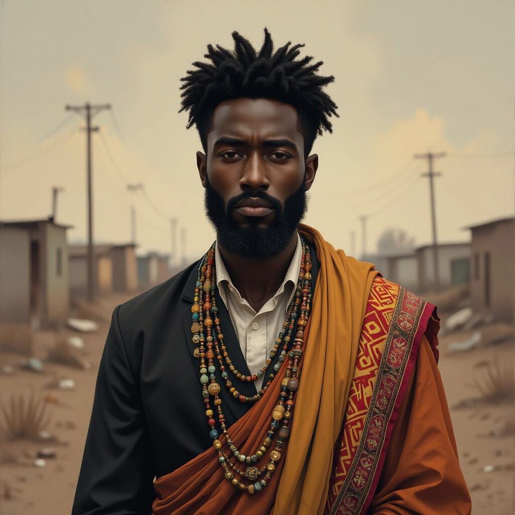 Jewish Man in Traditional Attire, Somber Expression