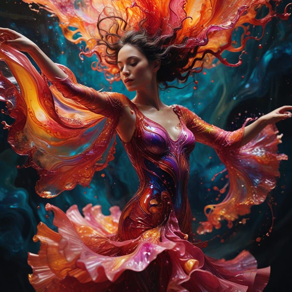 Surreal Expressionist Flamenco Dancer in Vibrant Iridescent ...