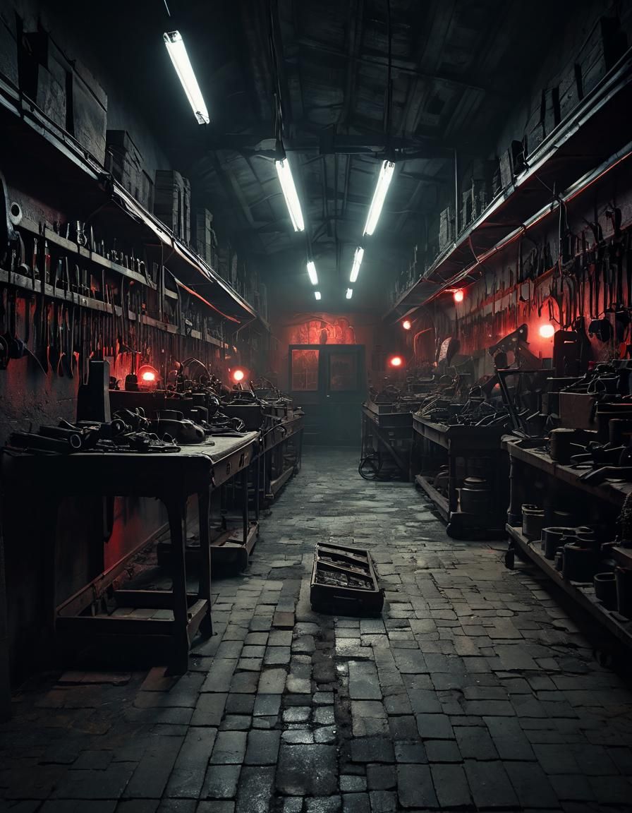 Horror Freight Tools: Dark Surrealism in Dim Lighting