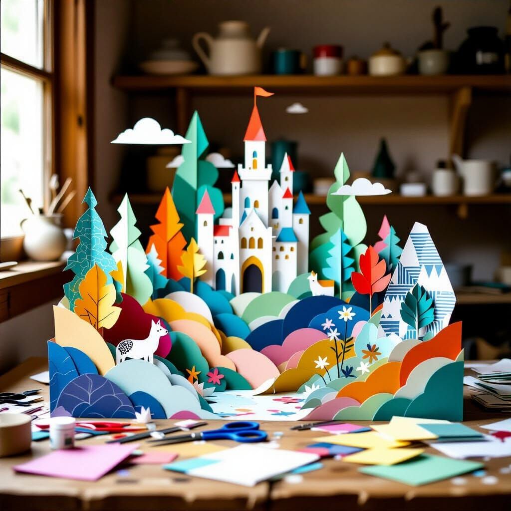Vibrant Paper Art Tabletop Arrangement