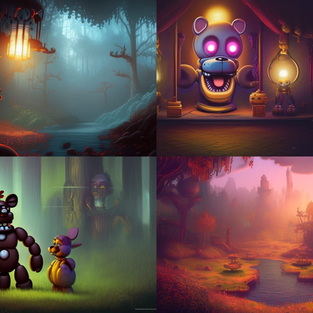 Detailed FNAF Matte Painting in Deep Color