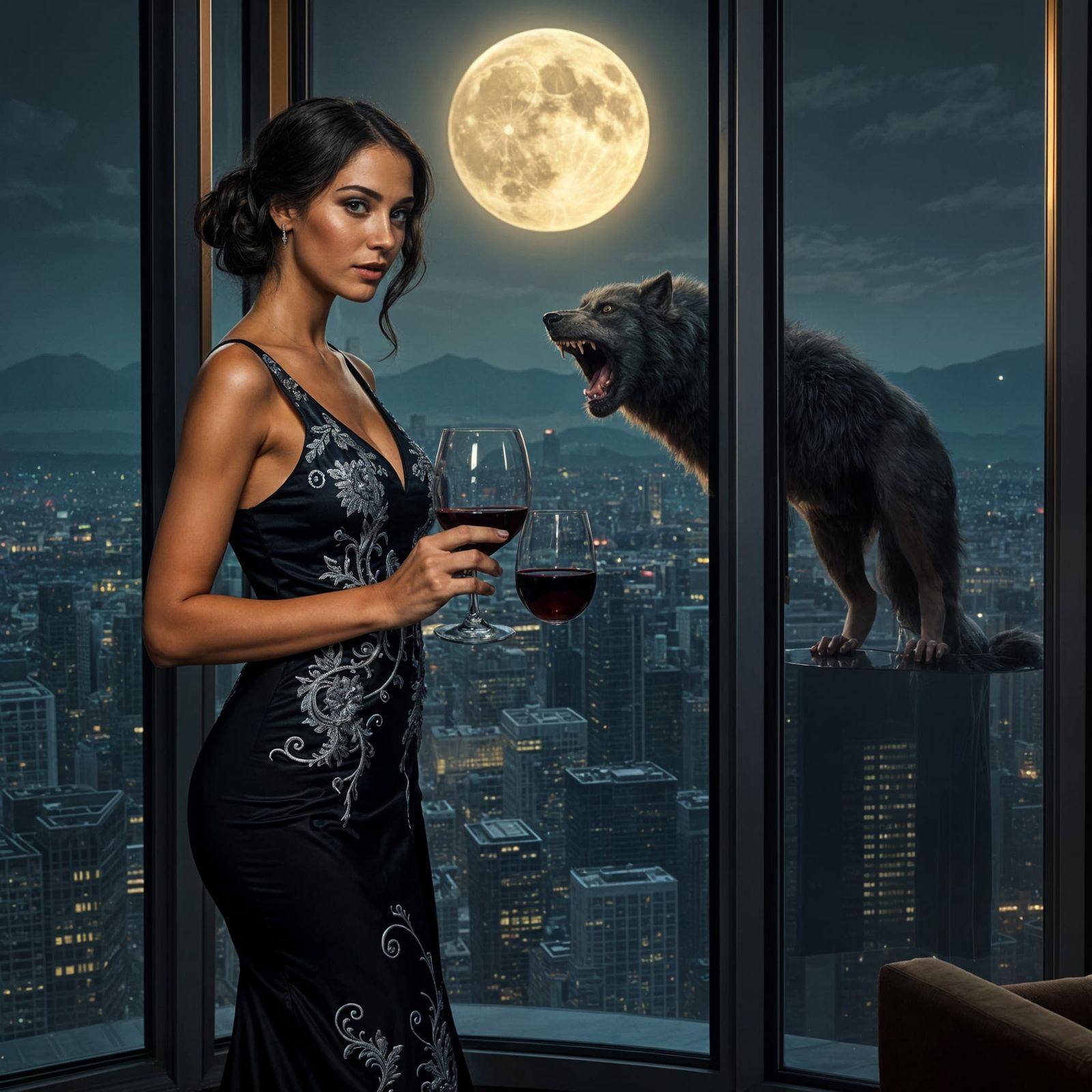 Dramatic Film Noir: Werewolf and City View