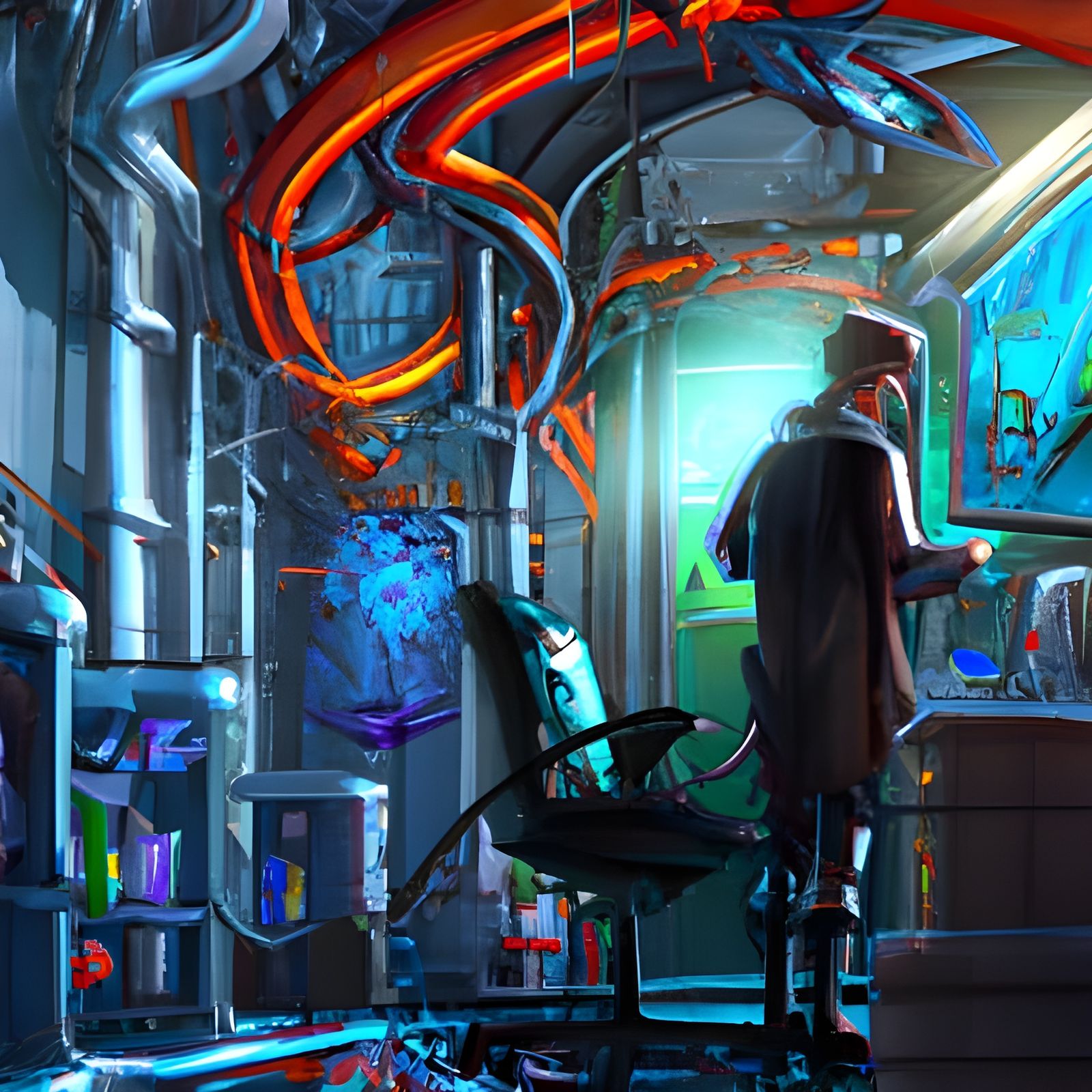 High-Tech Secret Lair with Trench Coat Figure
