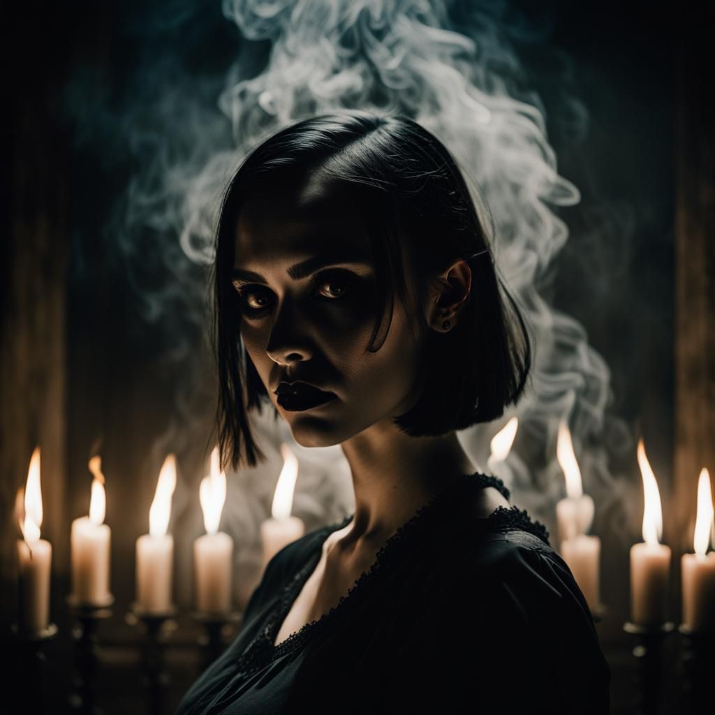 Gothic Girl Portrait in Dark Romanticism Style