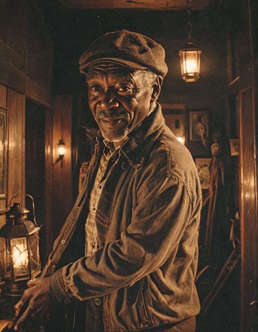 Cinematic Film Still of Black Male in Sweden Hall