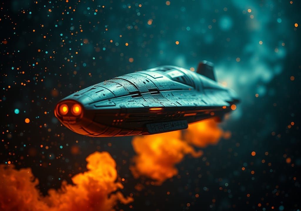 Retro Sci-Fi Cruiser in Van Gogh Space