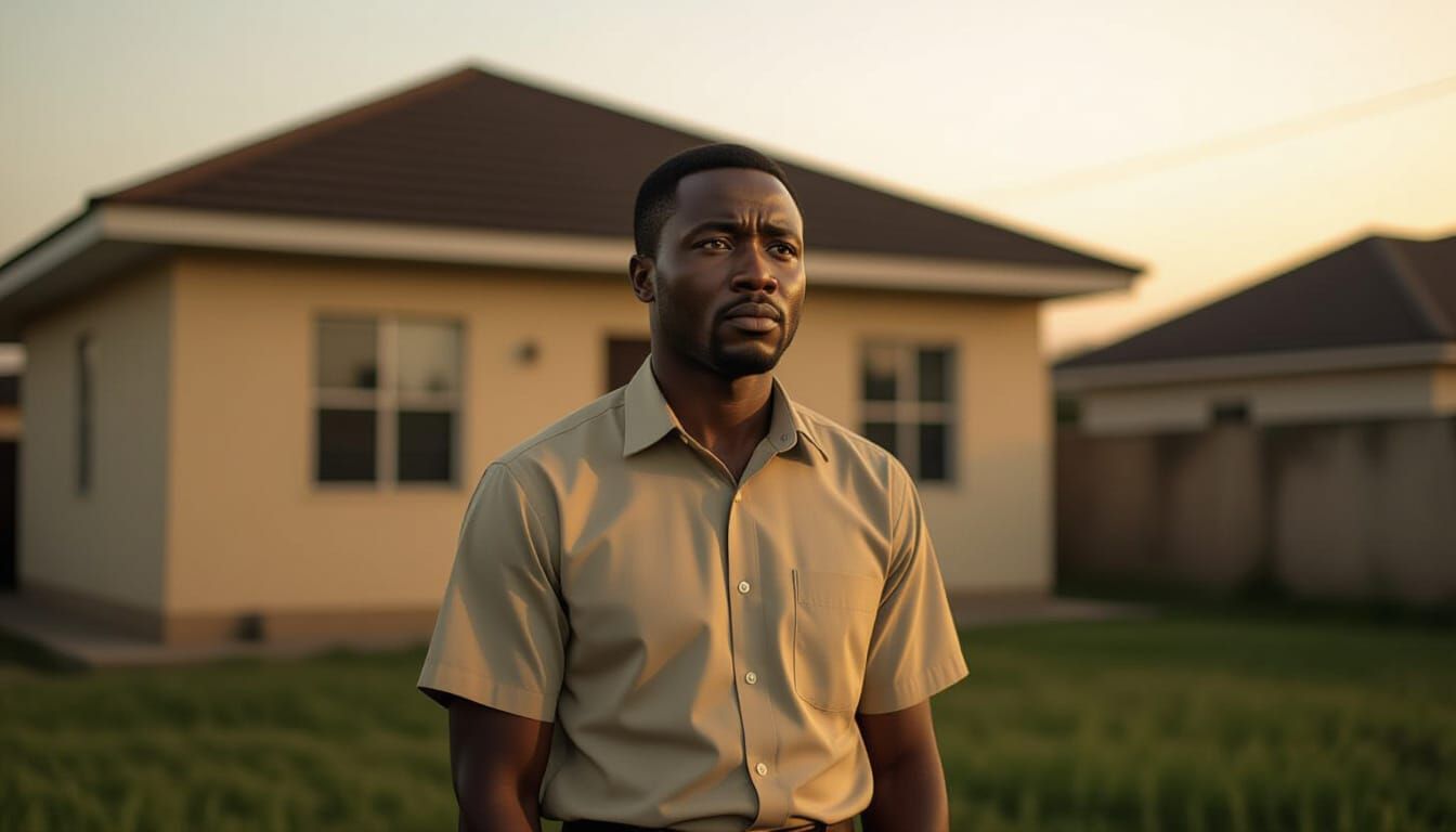 Man Reflects at Dusk in Realistic Style