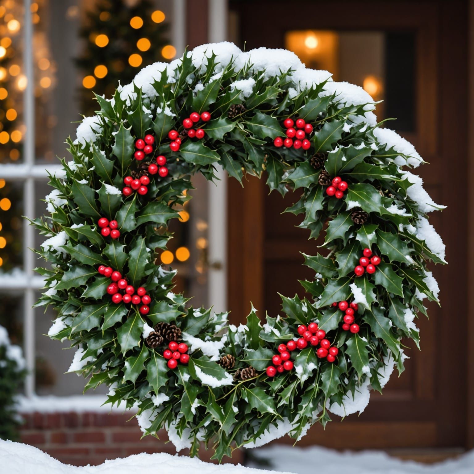 Winter Wreath in Snowy Landscape