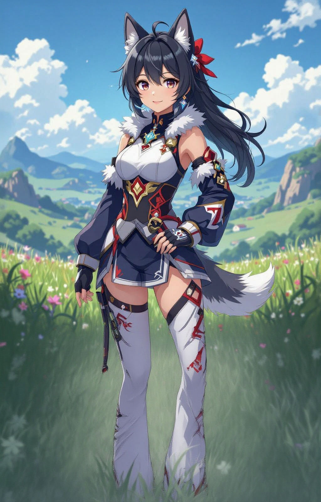 Genshin Impact Husky Anime Girl Full Body