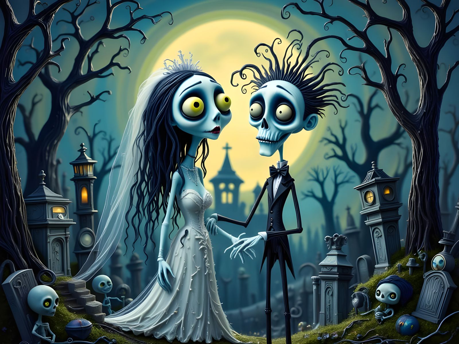 Zombie Ghosts Wedding in Cemetery
