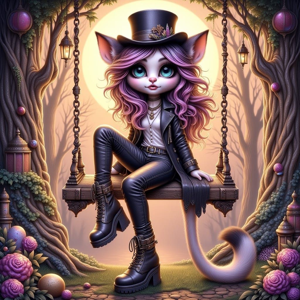 Gothic Goddess in Whimsical Swing
