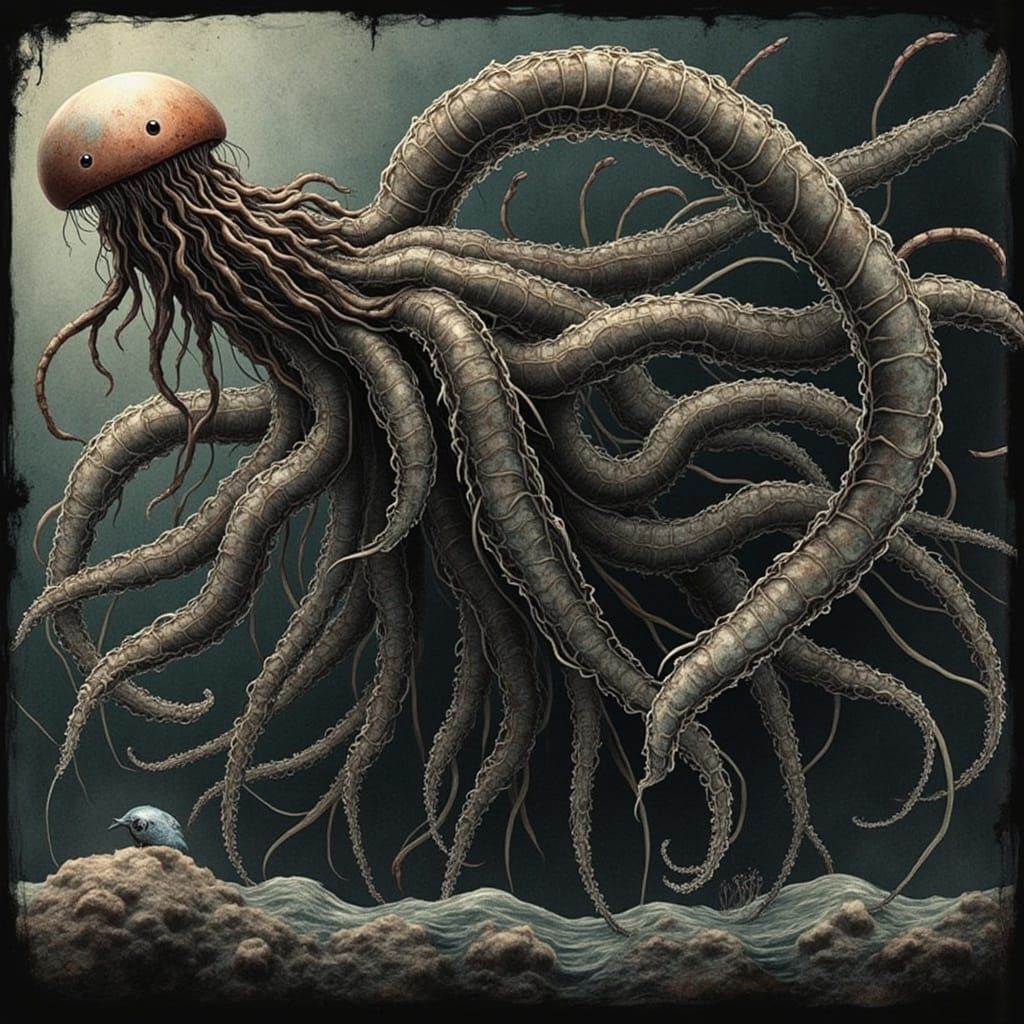 Biomechanical Jellyfish in H.R. Giger Style