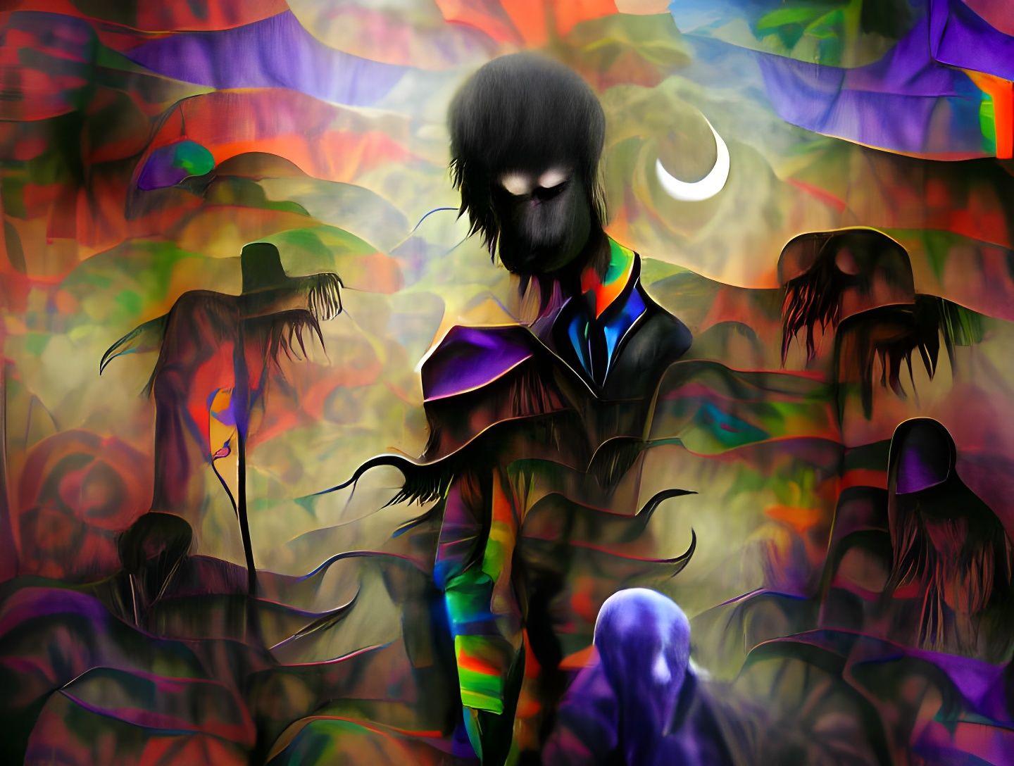 Dark Psychedelic Shadow Man Fantasy Illustration