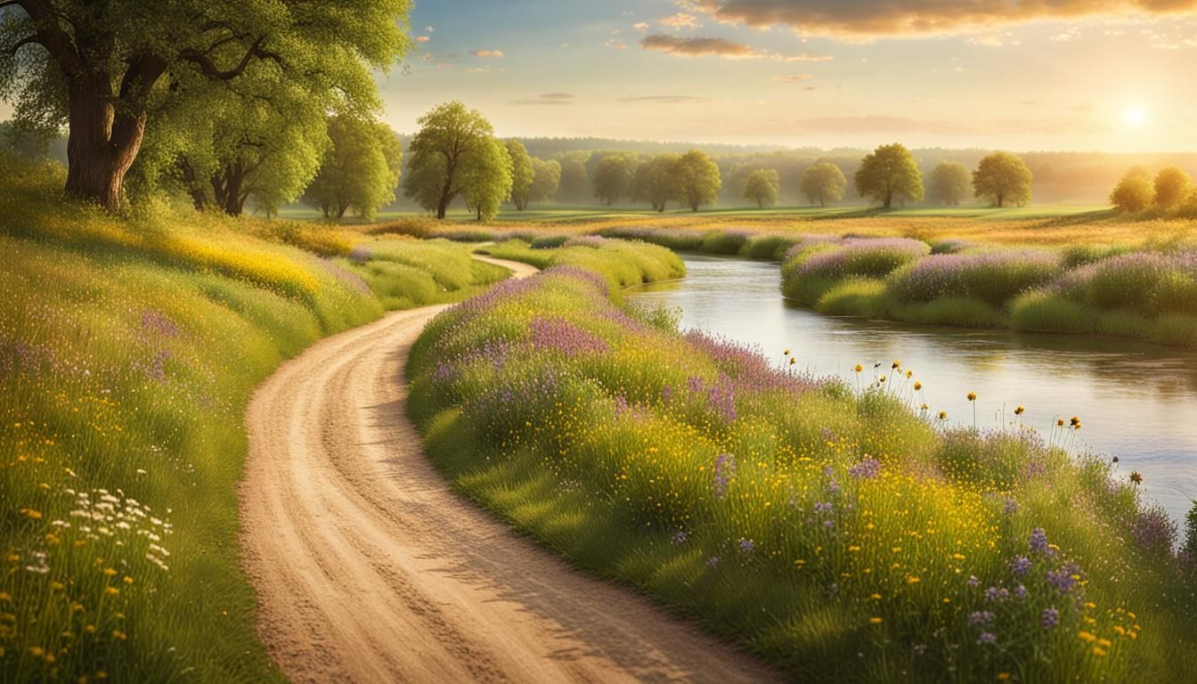 Idyllic Countryside Scene with Winding Path