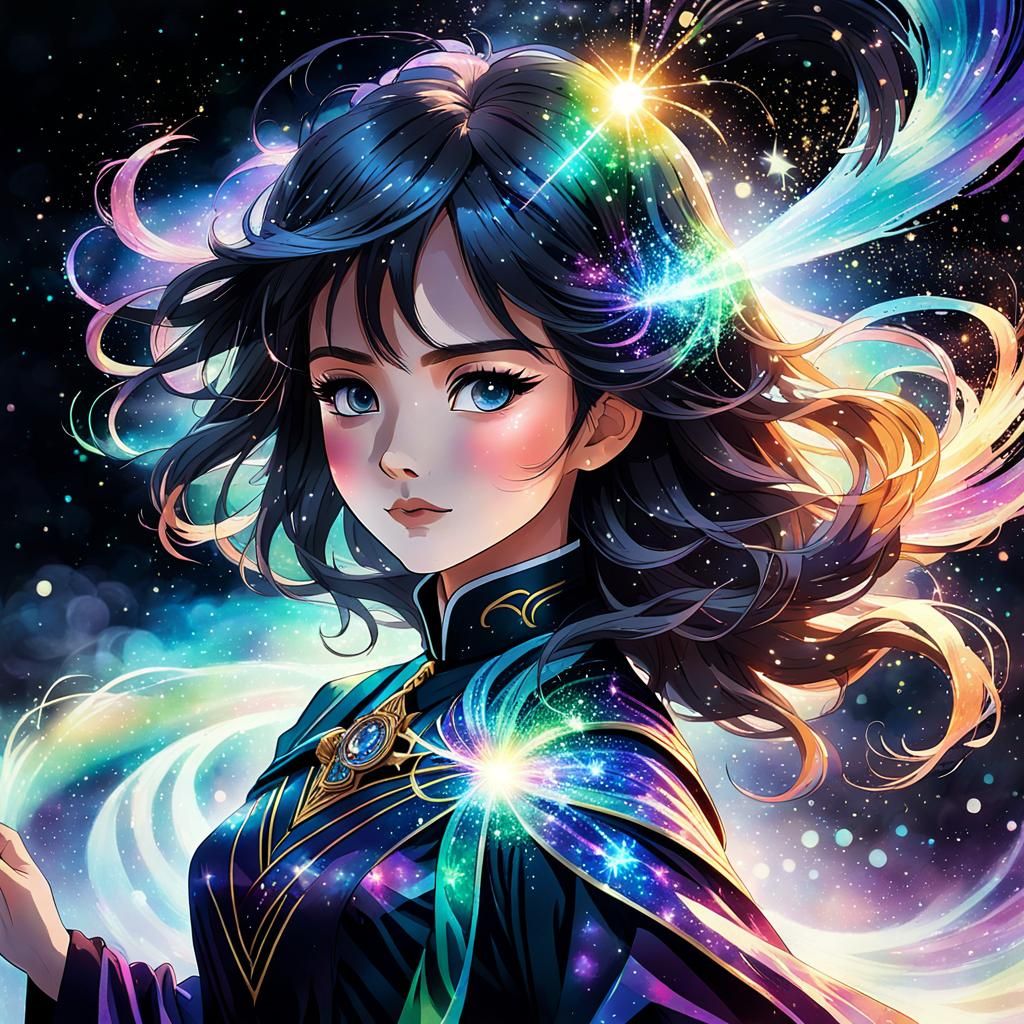 Iridescent Magic Anime Action Shot