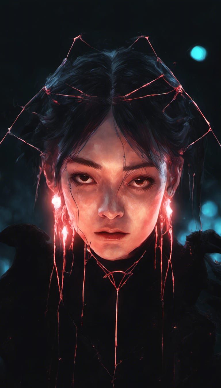 Gothic Anthropomorphic Spider Woman in Cinematic Style
