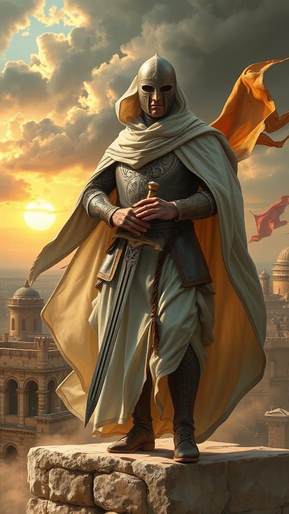 Majestic King Baldwin IV in Epic Crusader Regalia