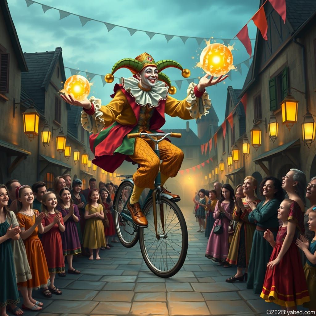 Medieval Jester Delights a Whimsical Crowd