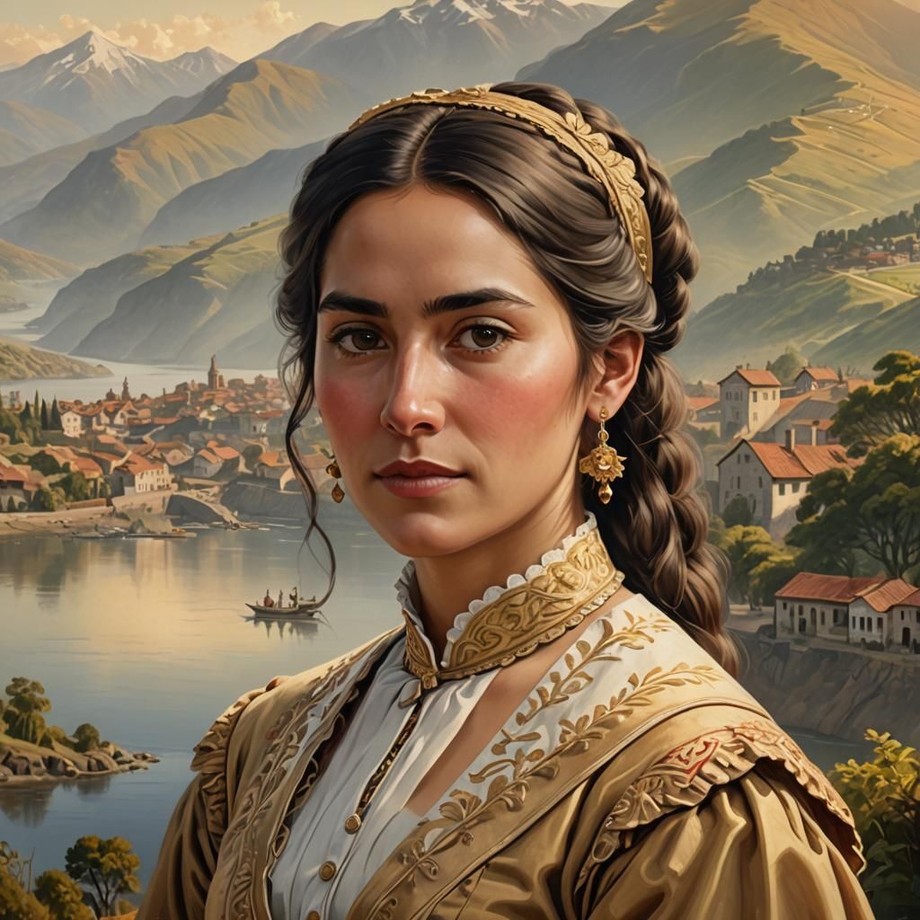 Chilean Woman in Traditional Dress, 19th Century Portrait