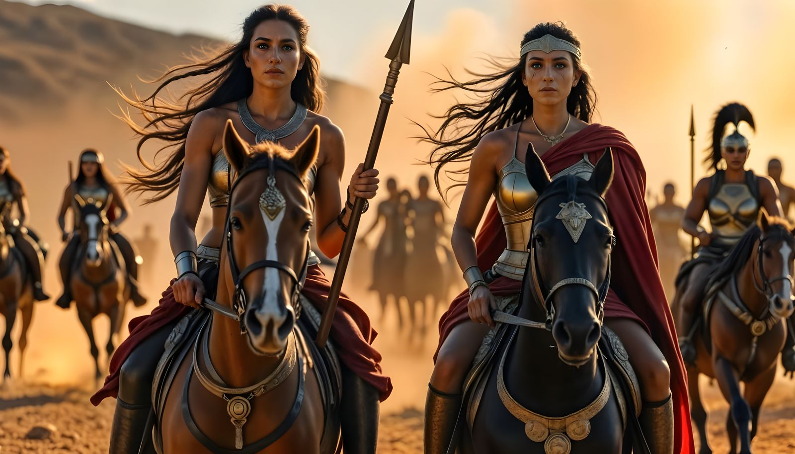 Ancient Amazon Warrior Queen in Battle