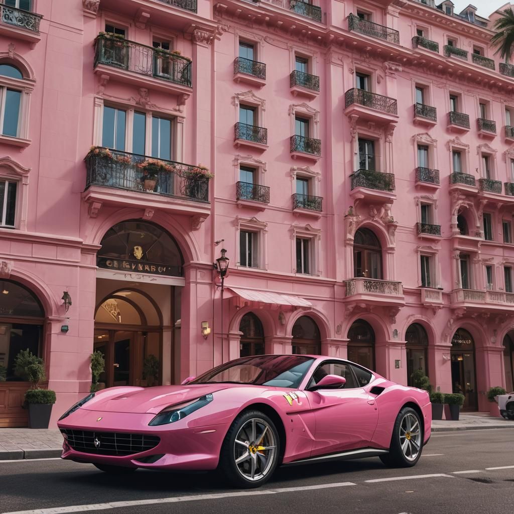 Modernized Pink Ferrari 330 in Monaco